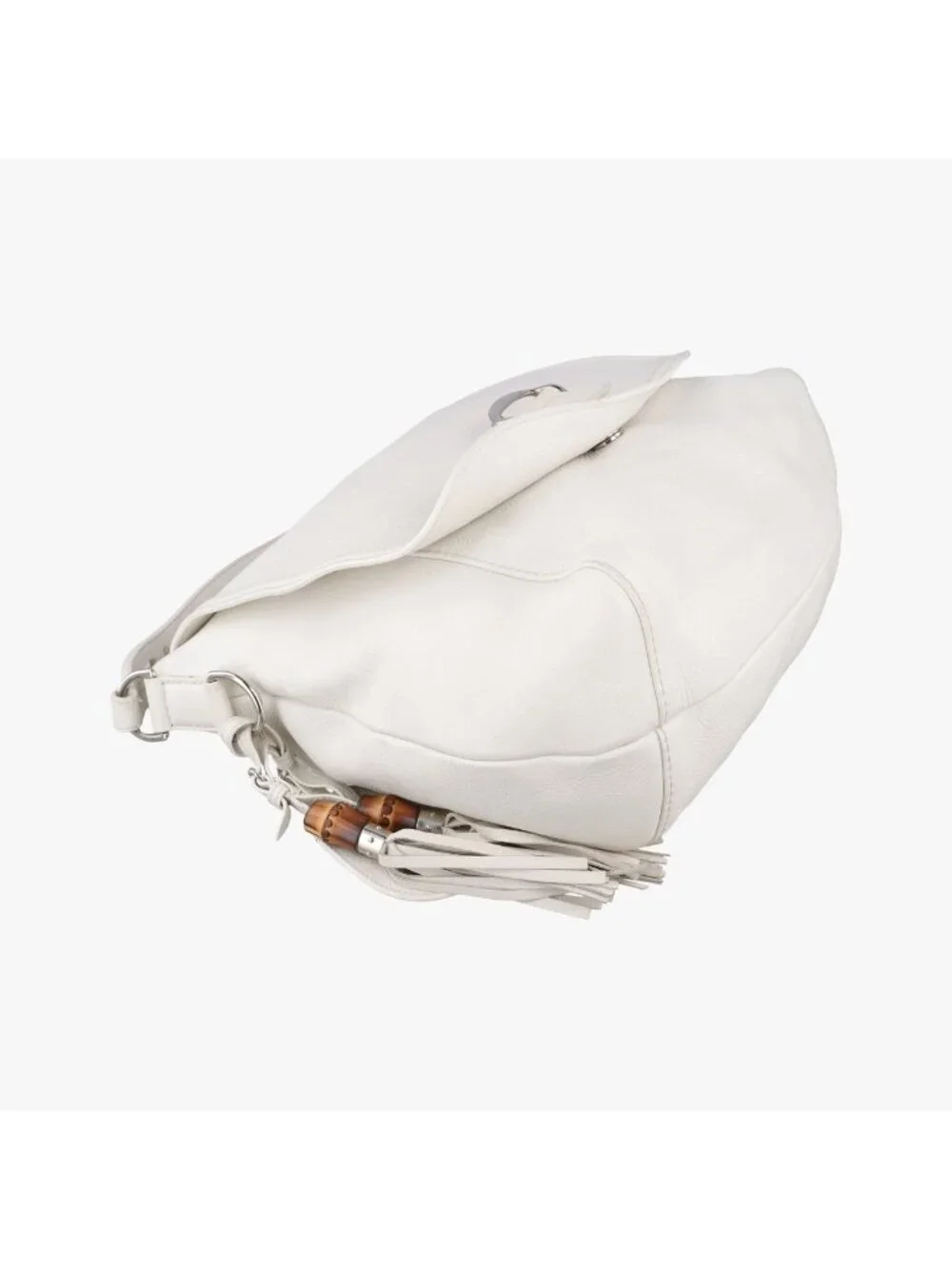 Gucci Guccissima Large Techno Horsebit Hobo White Leather
